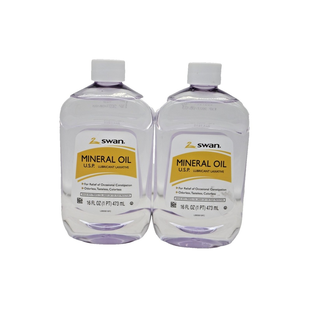 Lot of 2 Swan Mineral Oil USP Lubricant Laxative 16 oz Odorless Tasteless
